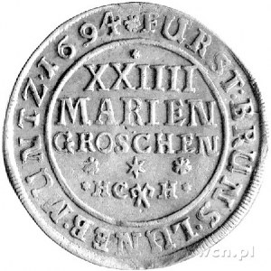 24 mariengroschen 1694, Aw: Rumak, w otoku napis, Rw: N...