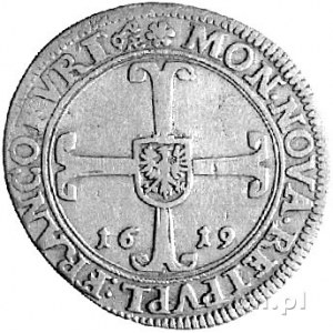 1/4 talara 1619, Aw: Orzeł w tarczy na tle krzyża, poni...