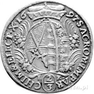 2/3 talara (gulden) 1697, Drezno, Aw: Popiersie, w otok...