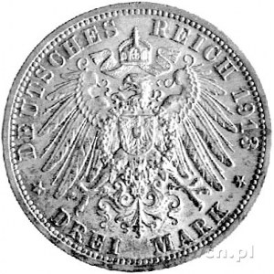 3 marki 1913, Berlin, popiersie w uniformie wojskowym, ...