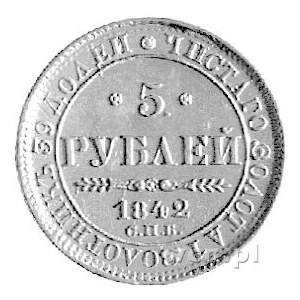 5 rubli 1842, Petersburg, Uzdenikow 0219, Fr. 138, złot...