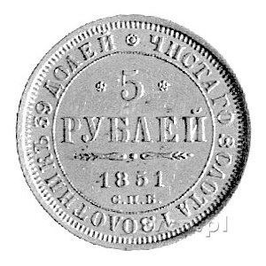 5 rubli 1851, Petersburg, Uzdenikow 0233, Fr. 138, złot...
