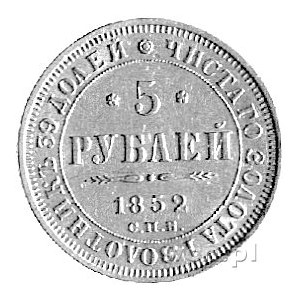 5 rubli 1852, Petersburg, Uzdenikow 0234, Fr. 138, złot...