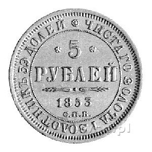 5 rubli 1853, Petersburg, Uzdenikow 0235, Fr. 138, złot...