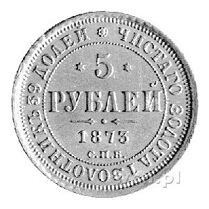 5 rubli 1873, Petersburg, Uzdenikow 0261, Fr. 146, złot...