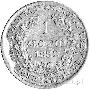 1 złoty 1832, Warszawa, Plage 76, wybite wykruszonym st...
