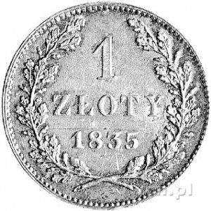 1 złoty 1835, Wiedeń, Plage 282, ładny egzemplarz.