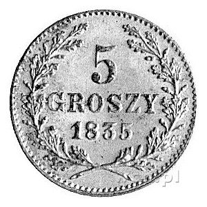 5 groszy 1835, Wiedeń, Plage 296, ładnie zachowane.