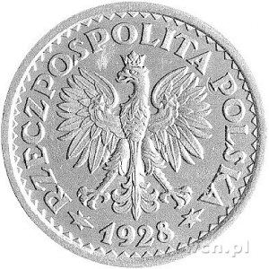 1 złoty 1928, Wieniec z kłosów zbóż, bez napisu Próba, ...