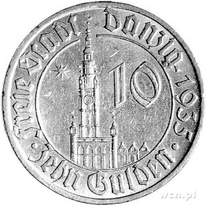 10 guldenów 1935, Berlin, Ratusz Gdański, rzadkie.