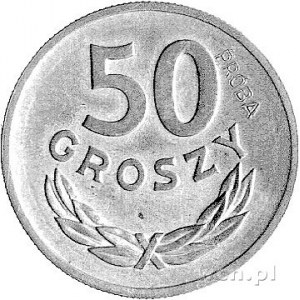50 groszy 1949, na rewersie wklęsły napis PRÓBA, nienot...