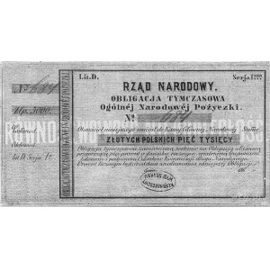 obligacja na 5.000 złotych z 186.. wydana przez Rząd Na...
