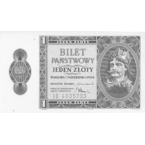 bilet państwowy - 1 złoty 1.10.1938, Pick 50.
