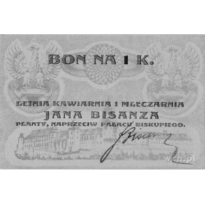 Kraków - bon na 1 koronę wydany przez Jana Bisanza, Let...