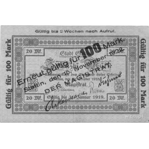 Szczecin - 100 marek 15.11.1922, nadruk na banknocie 20...