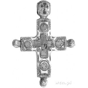 krzyżyk prawosławny, srebro i emalia, na odwrocie grawe...