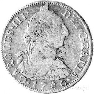 Karol III 1759- 1788, 8 reali 1780, Potosi, Aw: Popiers...
