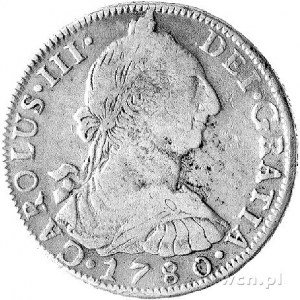 Karol III 1759- 1788, 8 reali 1780, Potosi, Aw: Popiers...