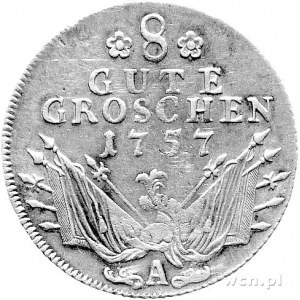 8 gute groschen 1757, Berlin, Aw: Głowa, Rw: Nominał i ...