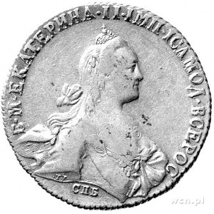 rubel 1771, Petersburg, Aw: Popiersie i napis w otoku, ...