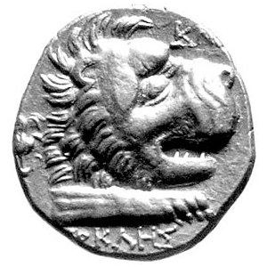 Karia- Knidos, stater 189-167, Aw: Głowa Heliosa trzy c...
