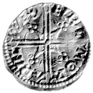 Aethelred 979-1016, denar, Aw: Popiersie w zbroi i koro...