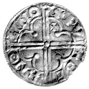 Knut 1016-1035, denar, Aw: Popiersie w koronie i płaszc...