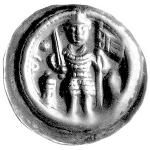 Otto II 1184-1205, brakteat; Margrabia stojący na wpros...