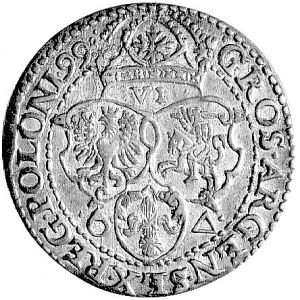szóstak 1599, Malbork, Kurp. 1434 R2, Gum. 1153, patyna
