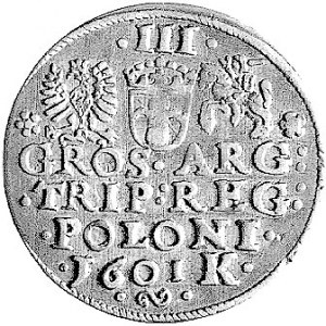 trojak 1601, Kraków, popiersie króla w lewo, Wal. XCI 5...