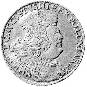 ort 1755, Lipsk, Aw: Duże popiersie króla z dużą głową ...
