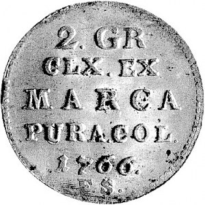 2 grosze srebrne 1766, Warszawa, Plage 243, rzadkie w t...
