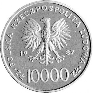 10.000 złotych 1987, Jan Paweł II, na rewersie wypukły ...