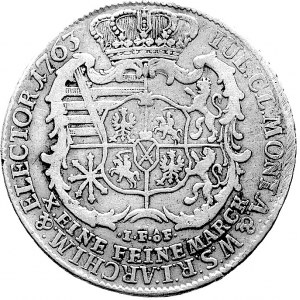 talar 1763, Lipsk, odmiana z literą S na ramieniu króla...