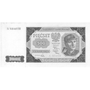 500 złotych 1.07.1948, A 684628, /strona przednia i odw...