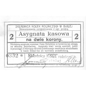 Biała - asygnaty kasowe po 2 korony /1919/ emitowane pr...