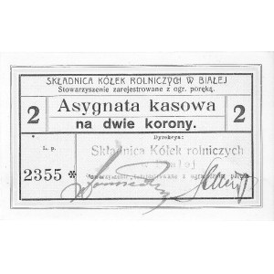 Biała - asygnaty kasowe po 2 korony /1919/ emitowane pr...