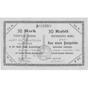 Białystok - 50 marek/30 rubli 1.10.1915, Jabł. 851, bar...