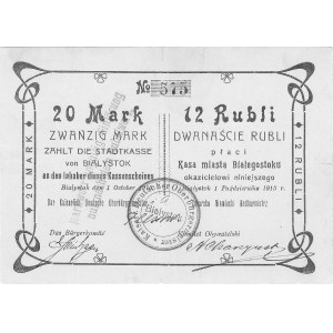 Białystok - 20 marek/12 rubli 1.10.1915, Jabł. 850