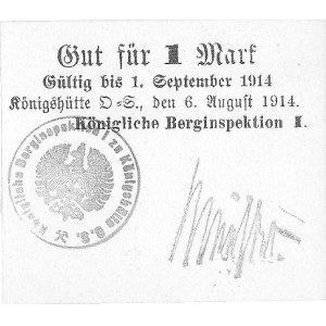 Królewska Huta /Königshütte/ - 1, 1, 2 marki 6.08.1914 ...