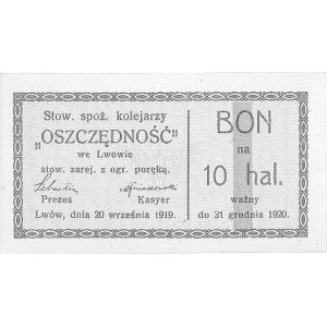 Lwów - 10, 20 i 50 halerzy 20.09.1919 wydane przez Stow...