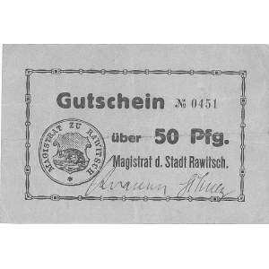 Rawicz /Rawitsch/ - 50 fenigów, 1 i 2 marki /1914/ emit...