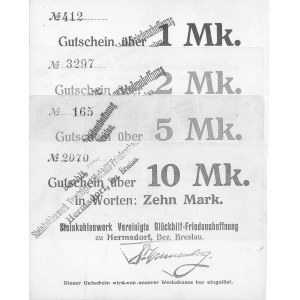 Sobięcin /Hermsdorf/ - 1, 2, 5 i 10 marek /1914/ wydane...
