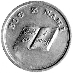 medal religijny 1872, Aw: Na szarfie data 1872, po boka...