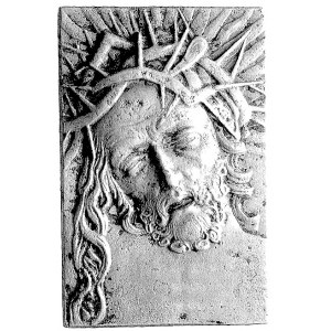 Głowa Chrystusa- plakieta autorstwa J. Aumillera 1926 r...