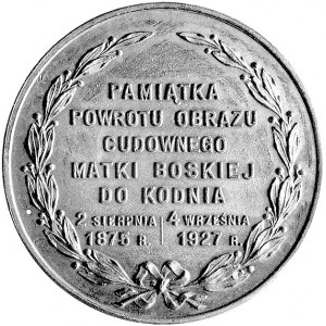 medal wyk. przez Jana Knedlera z okazji powrotu obrazu ...