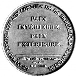 medal autorstwa Jeuffroy wybity z okazji ustanowienia p...