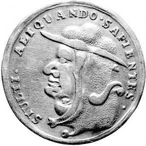 medal antypapieski XVII w., Aw: Głowa papieża, która po...