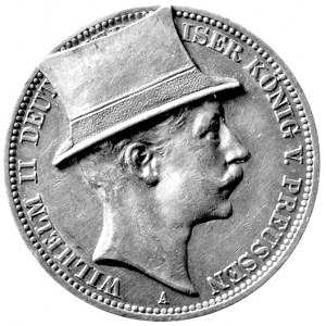 Wilhelm II 1888-1918, 3 marki 1911, Berlin, J.103, cesa...