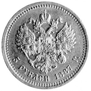 5 rubli 1887, Aw: Głowa, Rw: Orzeł dwugłowy, Fr.151, zł...